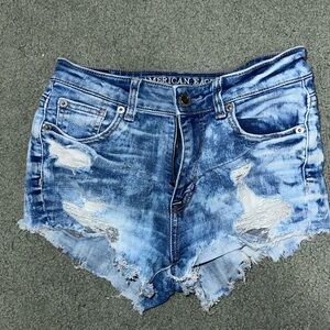 American Eagle Outfitters Blue Distressed Denim Shorts